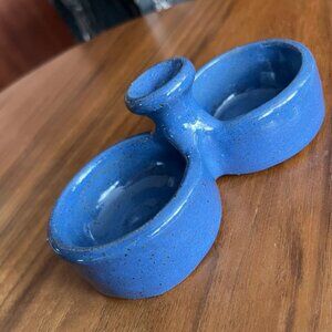 Vintage Periwinkle Blue Mini Double Dish Pottery Catch All